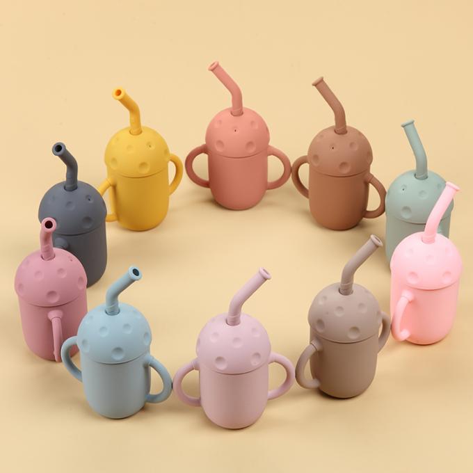 Neuer organischer Pilz-geformtes Kleinkind Sippy höhlt des Entwurfs-2021 Baby-Trainings-Silikon-Schalen BPA freie mit Strohen