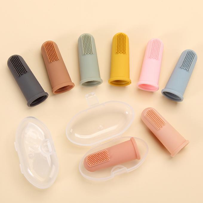 kundengebundene weiche Fingerzahnbürste des Silikons mit Verpackenkästen für Baby