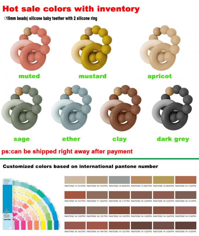 Freies Silikon-Baby 100% des Neuzugang-Großhandelskindernahrungsmittelgrad-BPA Teether mit Ring 2