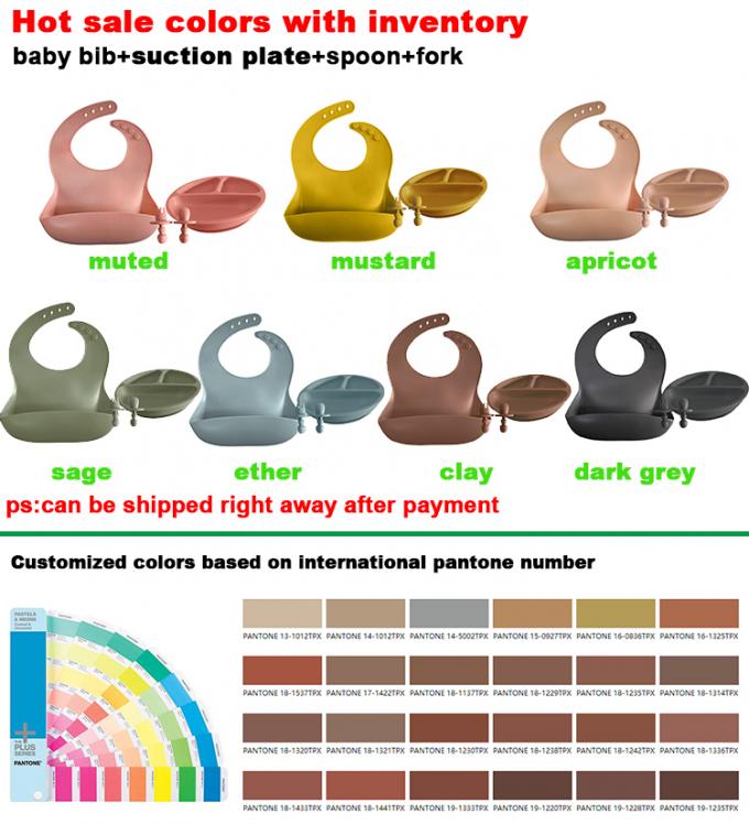 Kleinkind-Babyplatten des kundenspezifischen Babyschellfisches einziehende gesetztes Silikon geteilte mit Löffel- und Gabelsatz für Kinder