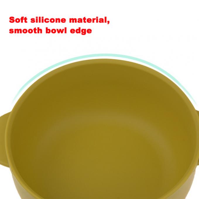 Baby-Schüssel mit Deckel-Druck-Saugkleinkind-Fütterungssilikon-Silikon manuelles einzelnes geladenes kundenspezifisches Cuatomized verfügbares 14.5*11.5*6cm