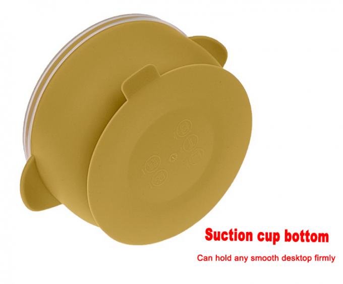 Baby-Schüssel mit Deckel-Druck-Saugkleinkind-Fütterungssilikon-Silikon manuelles einzelnes geladenes kundenspezifisches Cuatomized verfügbares 14.5*11.5*6cm