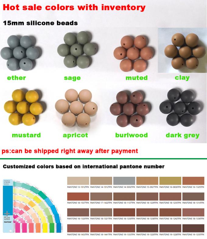 15mm Großhandelsda genehmigte Baby teether Silikonperlen für Halsketten