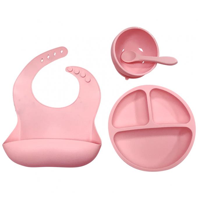 Nahrungsmittelsafe-Silikon Bpa scherzt freies Fütterungslöffel-Saugschüssel-Satz-Baby, das Silikon Platte teilte