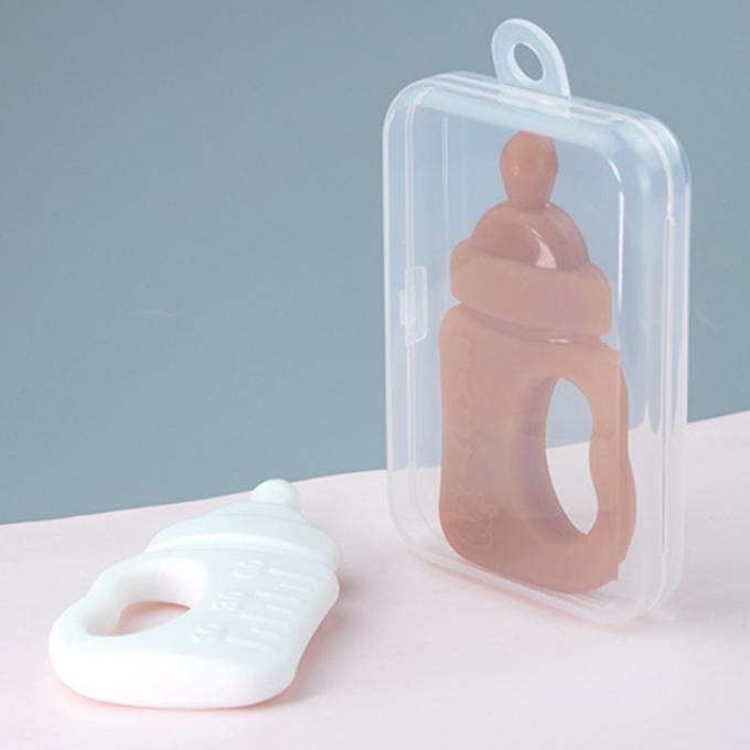 Kundenspezifische neue Entwurfs-Flaschen-Zähne kauen Baby Teether-Spielzeug des Stock-Silikon-BPA freies mit Kasten