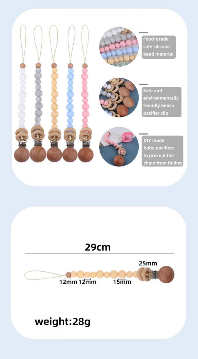 Umweltfreundliche Baby-Silikon-GroßhandelsHolzperle-blinde Baby-Friedensstifter-Ketten-Verhinderung mit Holzring