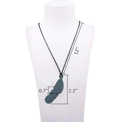 BPA Free Easy to Clean Sensory Silicone Feather Chewy Necklaces for Kids