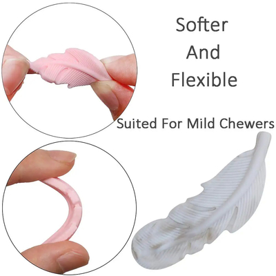 BPA Free Easy to Clean Sensory Silicone Feather Chewy Necklaces for Kids