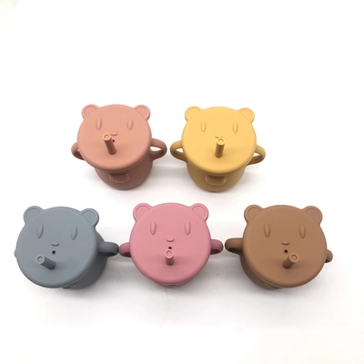 BPA Free Baby Training Silicone Straw Cup Bear Shaped Toddler
