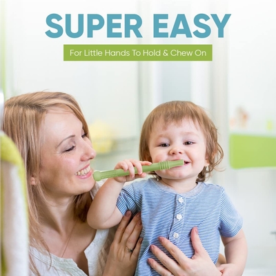 Soft 0.6x0.6 6.2inches Silicone Teething Sticks For Babies 0 6 Months