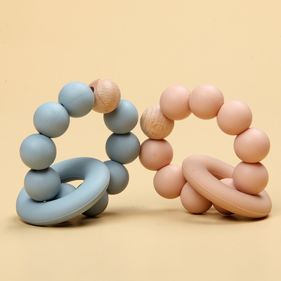 Infant Natural Rubber Teething Beads Personalised Eco Friendly With A Ring