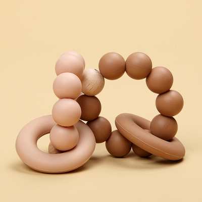 Infant Natural Rubber Teething Beads Personalised Eco Friendly With A Ring