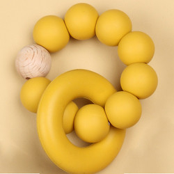 Infant Natural Rubber Teething Beads Personalised Eco Friendly With A Ring