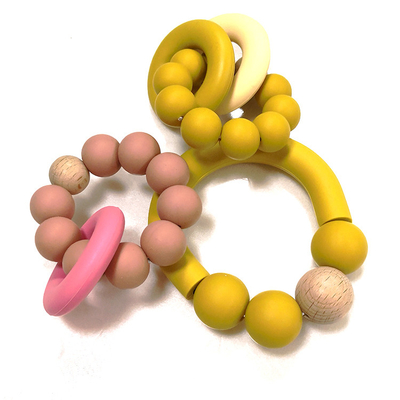 toddlers Silicone Beads Teether BPA Free Teething Rings Customized Logo