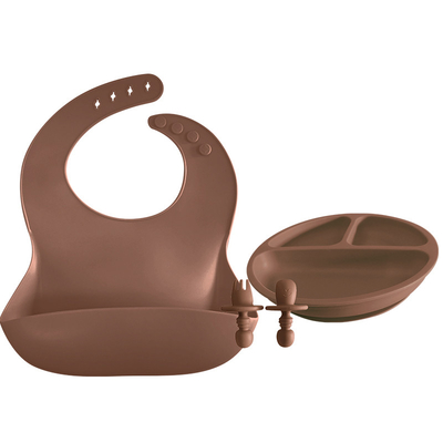 Phthalates free Toddlers Silicone Feeding Set 500g With Suction Plate Baby Bib