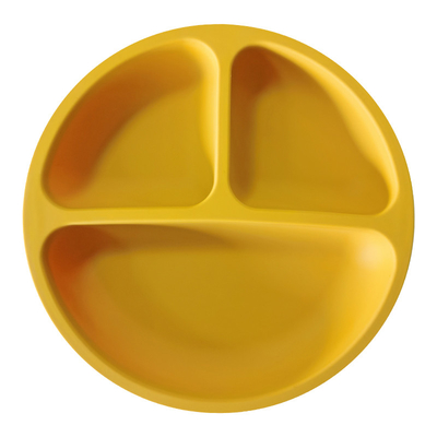 Dinner BPA Free 3 Cavities Silicone Baby Plate 155g Divided Suction Plate