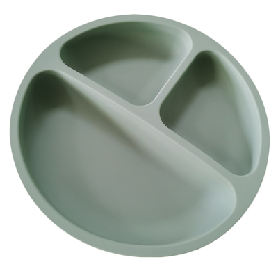 Dinner BPA Free 3 Cavities Silicone Baby Plate 155g Divided Suction Plate