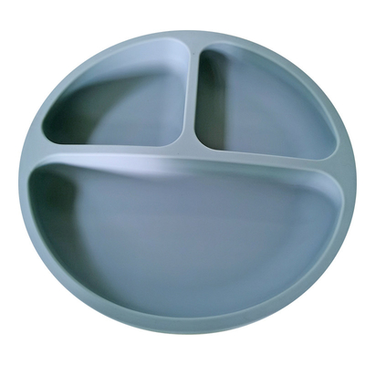 Dinner BPA Free 3 Cavities Silicone Baby Plate 155g Divided Suction Plate