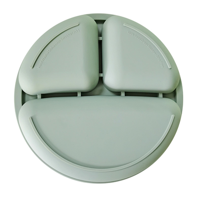 Dinner BPA Free 3 Cavities Silicone Baby Plate 155g Divided Suction Plate